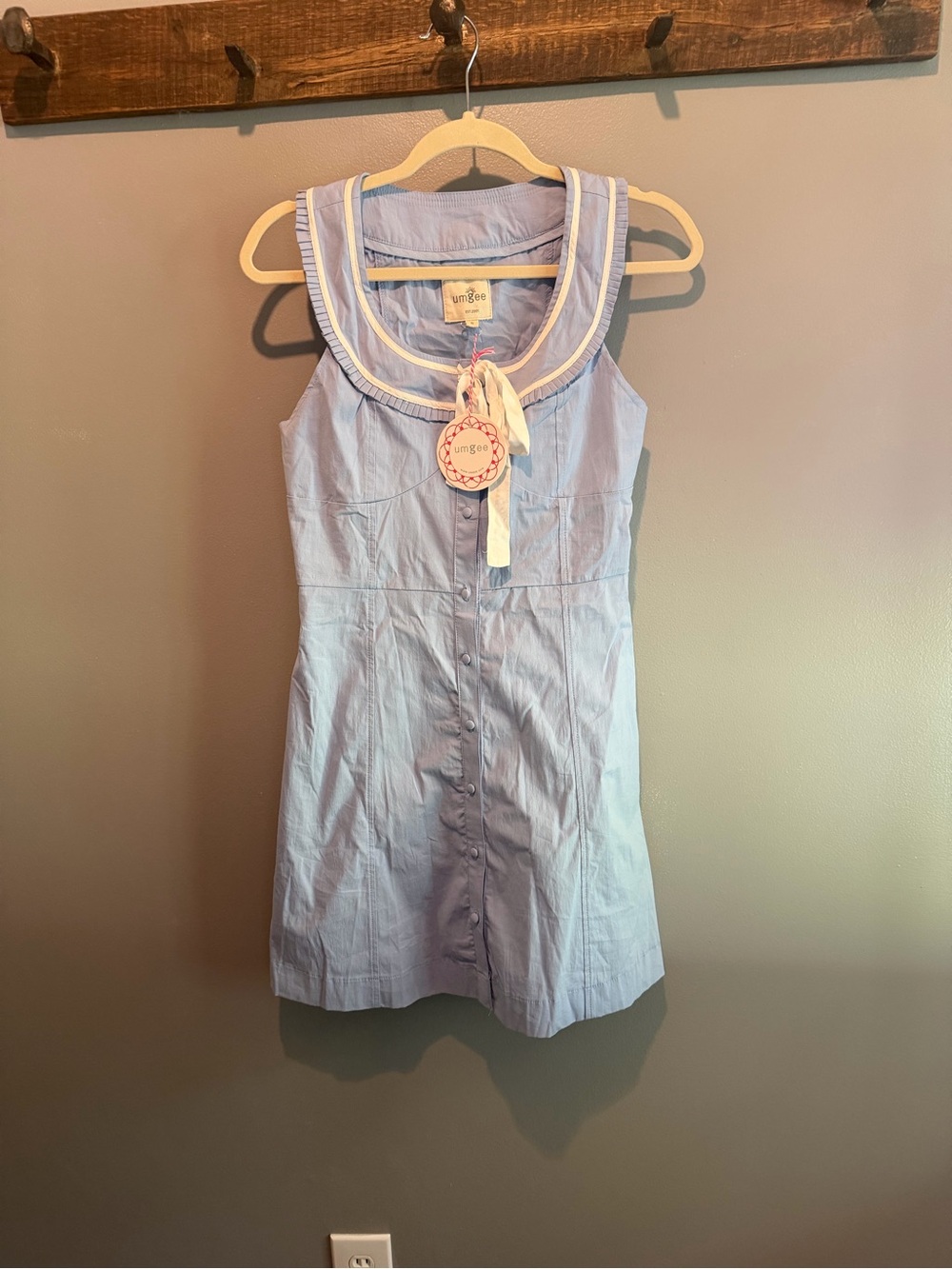 Umgee Light Blue Sailor Collar Button-Front Dress